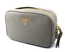 Prada Contenitore Custodia vanità in pelle grigio argilla vitello daino 1ND007