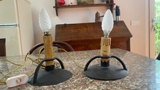 Coppia lampade abat-jour ferro battuto da portacandela antichi