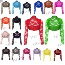 Donna Pizzo Coprispalle Corto Bolero Ragazze Trasparente Festa Top Taglia S-3XL