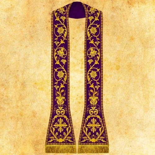 Stola romana ricamata viola