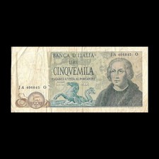 RARA CINQUEMILA 5000 LIRE CRISTOFORO COLOMBO TRE CARAVELLE REPUBBLICA ITALIANA