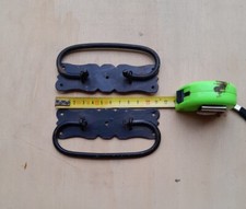 Vecchia coppia maniglie ferro battuto cassetto baule porta panca cm11,3xcm3,3 C