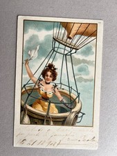 P) Cartolina militare pallone aerostatico donnina 1902