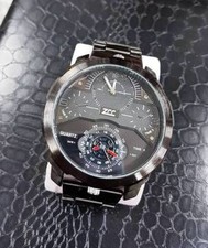 Orologio Da Polso Zcc Time4 Grande Uomo Analogico Data Quarzo Nero lac