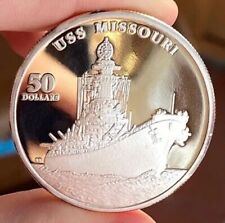 USS MISSOURI MARSHALL ISLAND 50 DOLLARI 1998 ARGENTO SILVER 1 OZ 999 PROOF