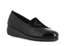 Mocassini Slip-on Grunland RYSA SC6109 pelle camoscio vernice nera zeppa 4 cm