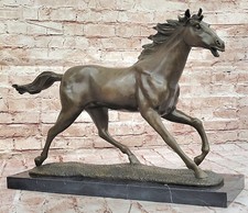 100% Mano Fatto Marrone Patina Cavallo Bronzo Statua Limitata Edizione Scultura