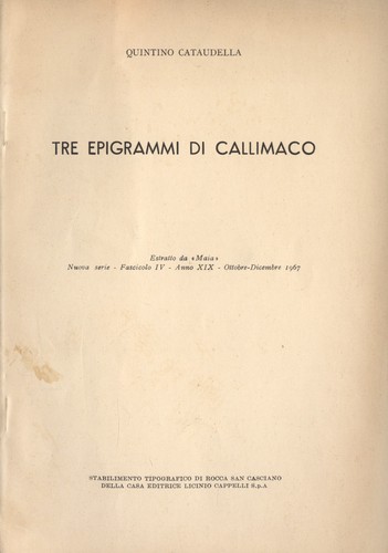 Tre epigrammi callimaco - di,