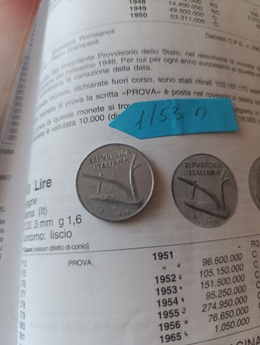 Moneta lire del - lire, 1953