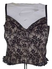 Patrizia Pepe Maglia Top Canotta Donna 44 L Large Nero Floreale Ricamata Pizzo