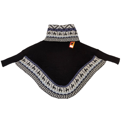 Poncho cappotto mantello nero - cappotto,