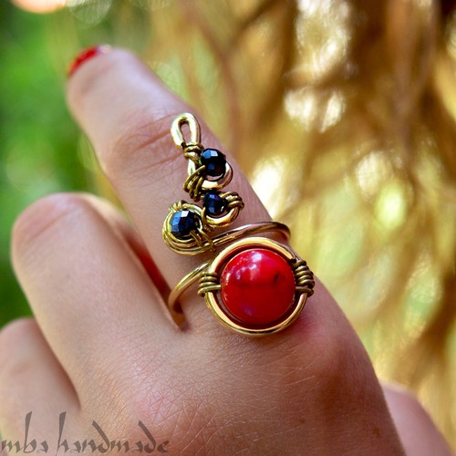 Anello cristalli corallo - cristalli,
