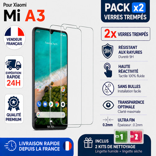Verre trempé xiaomi a3 - 2x,