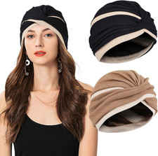 2 Pezzi Turbante Donna, Copricapo Chemioterapia, Africano Cappello Elastico per 