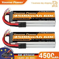 2 pezzi 14,8 V 4S 4500 mAh batteria lipo TRX per elicottero RC auto camion drone FPV