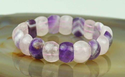 Bracciale ametista quarzo rosa - ametista,