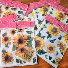 Stock di n.10 Carte di riso per Decoupage con decori Girasoli 49x49cm Stamperia