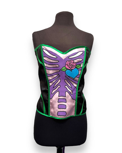 Top scheletro halloween taglia - top,