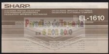 MANUALE CALCOLATRICE SHARP EL-1610 (si vende il solo manuale, NO calcolatrice)