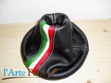 Cuffia leva cambio per Fiat nuova 500 vera pelle nera + tricolore