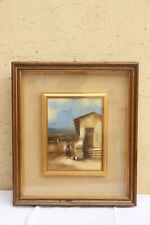 QUADRO DIPINTO OLIO SU TELA LUIGI ROCCA CASOLARE ANIMATO CORNICE LEGNO CON VETRO