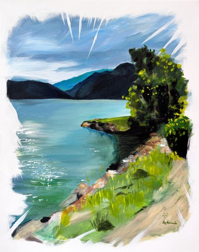 Lake mountain acrylic - mountain,
