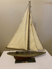 Shamrock Vintage Meraviglioso Antico Modello Barca a Vela in Legno,47x32x5,5 cm