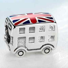 Autentico.925 Argento Sterling Stile Europeo Fit PAN BRACCIALE CHARM LONDEN BUS