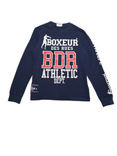 Maglia Boxeur Des Rues Athletic Dept da Uomo Maniche Lunghe in Cotone Tg L Blu
