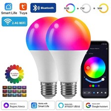 2X Tuya E27 Smart WiFi Lampadina LED 9/15W RGB Cambia Colore Telecomando