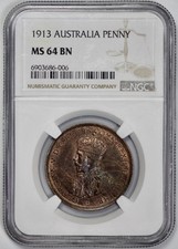 Penny Australia 1913 NGC MS 64