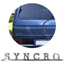 COPRILETTO SCRITTA EMBLEMA DISTINTIVO ACCIAIO INOX SYNCRO VW BUS T3 T25 T4 T5 T6