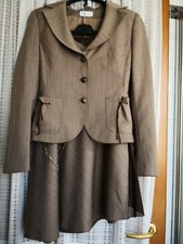 TAILLEUR DONNA, giacca e gonna VALERIA MAZZA TAGLIA M colore marrone