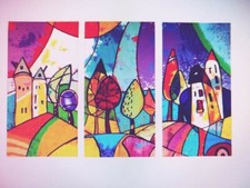 Set 3 Quadri Stampe Su Tela