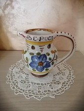 Vecchia brocca in ceramica dipinta a mano firmata "Deruta"