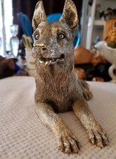 Figurina pastore tedesco vintage italiana rivestita in argento sterling firmata Neno 1989 Italia