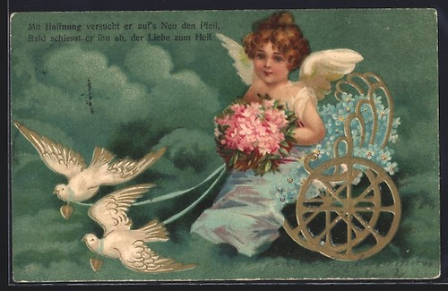 Cartolina rilievo cupido in - cartolina,