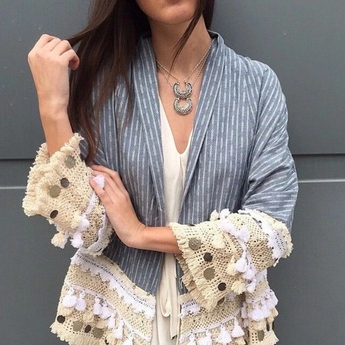Zara blue folk style - folk, kimono