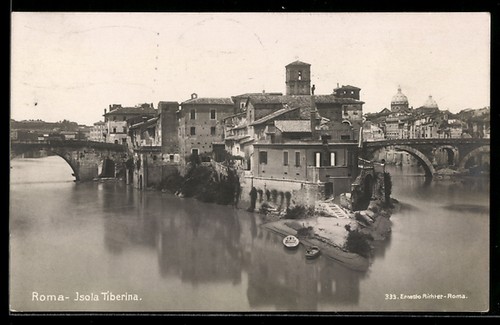 Cartolina roma isola tiberina - roma,,