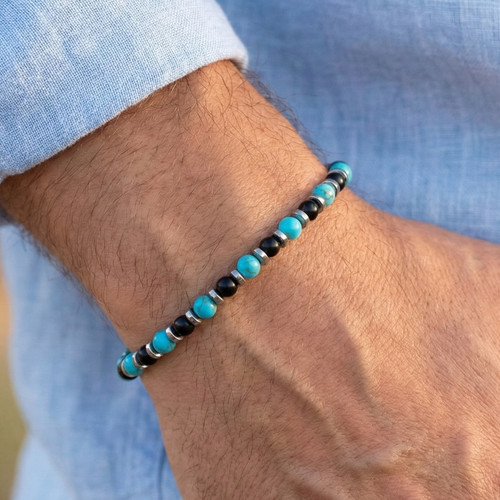Bracciale uomo turchese blu - bracciale,