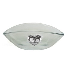 34301 Bomboniere Svuotatasche Alzatina Centrotavola vetro Cuore Angeli Battesimo