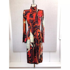 Abito da sera in seta Alexander McQueen rossa Tiger-Butterfly IT 36