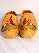 VINTAGE COPPIA DI ZOCCOLI IN LEGNO AMSTERDAM  HOLLAND  ORIGINALI  ANNI 70