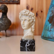 Statua Scultura Busto antico David di Michelangelo anni 70 - Alabastro su Marmo