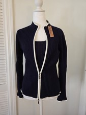 Belldini 2 pz Twin Set Carro Armato Navy/Bianco Tg Med. Cartigan con cerniera taglia Lg.