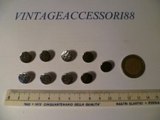 9 BOTTONI METALLO MARTELLATO SET CAMICETTA COLOR ARGENTO DIAMETRO 1,2 CM SARTA