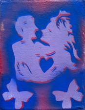 GIOSETTA FIORONI 34x27 smalto e spray su tela 2016 con cornice e archivio