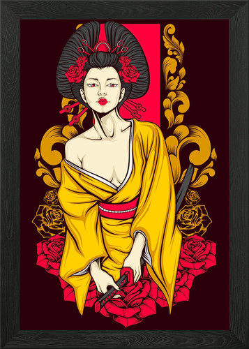Poster vintage geisha con