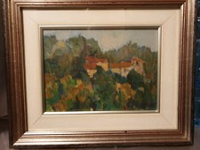 Giovanni GAGINO (Fossano 1924 - Cuneo 2014) - Paesaggio con case - Olio su tela
