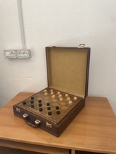 Gioco da tavolo vintage a dama siciliana - set dama in legno fatto a mano anni 70 cassetti